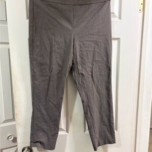 Tribal Brown Micro-Houndstooth Stretch Cropped Dress Pants